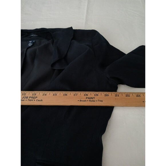 Chaps Women's Silk & Cotton Blend Blazer with Ruffle Neckline Size 12 Navy Blue - Picture 13 of 14
